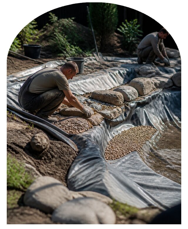 Строительство декоративного водоема под ключ в Егорьевске